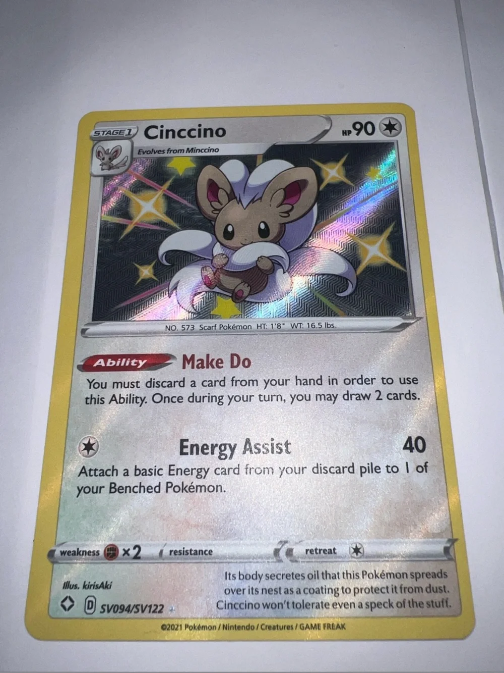 Pokemon Cincinno Holographic Card - Yellow Border